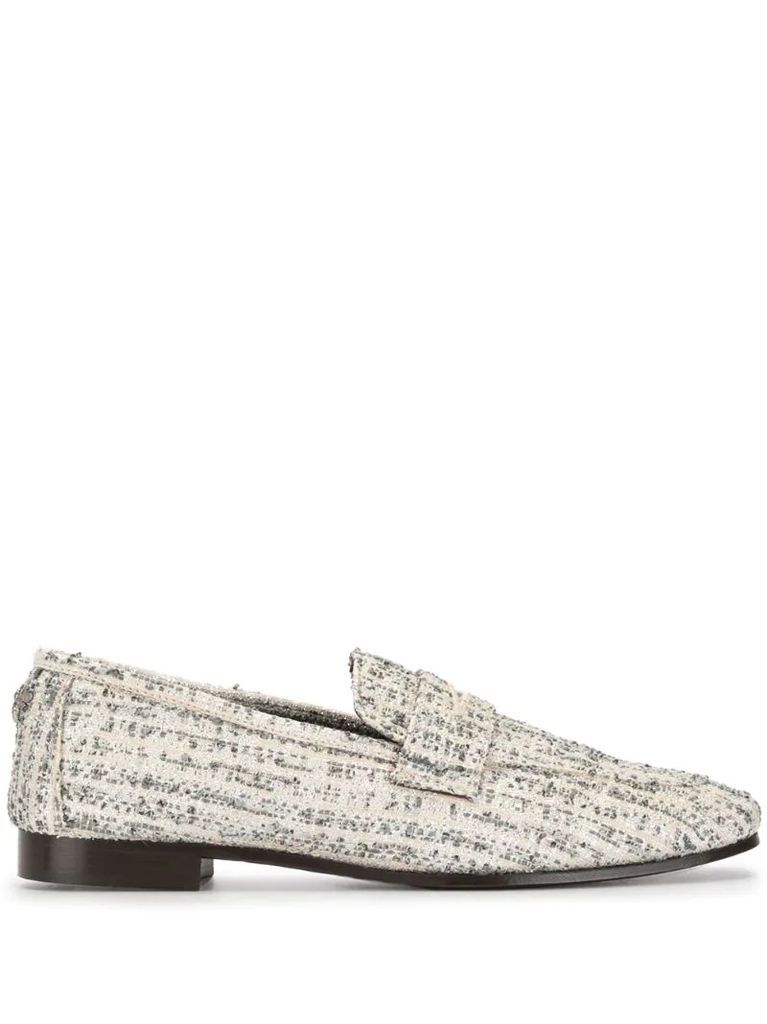 flat tweed loafers