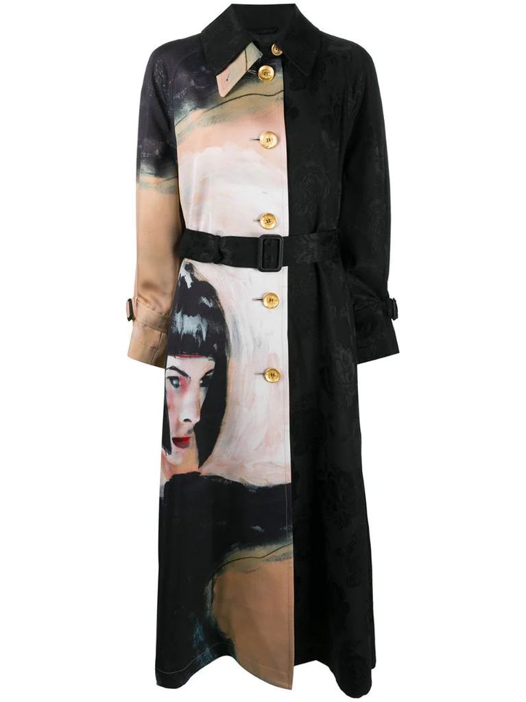 printed trench coat