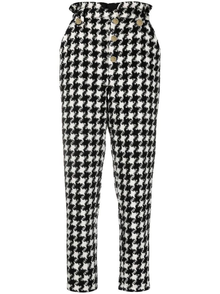 houndstooth-print cropped trousers