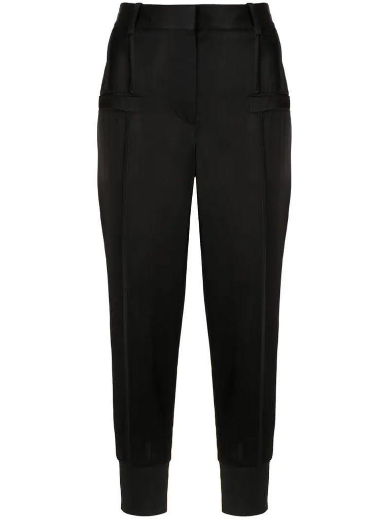 satin tapered trousers