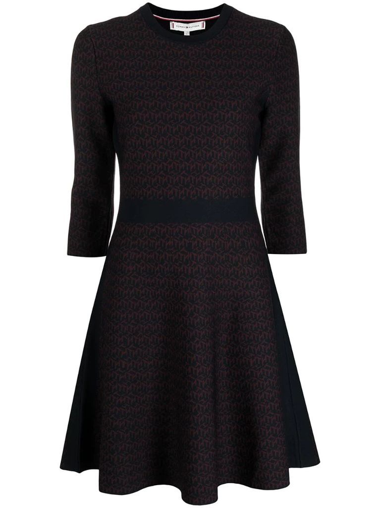 logo-print knitted midi dress