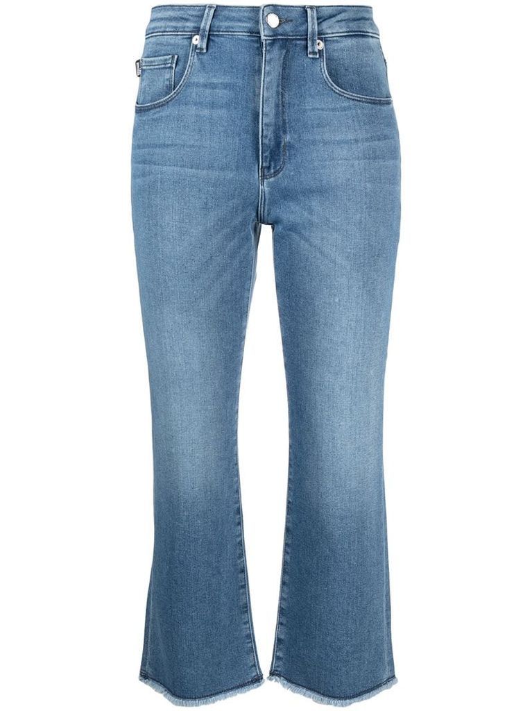 mid rise kick flare cropped jeans