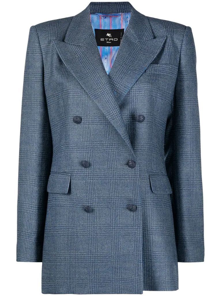 checked double-breasted blazer