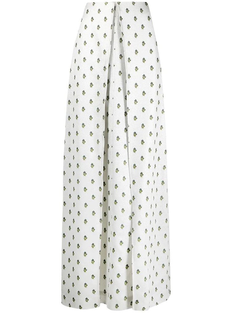 floral-print long skirt
