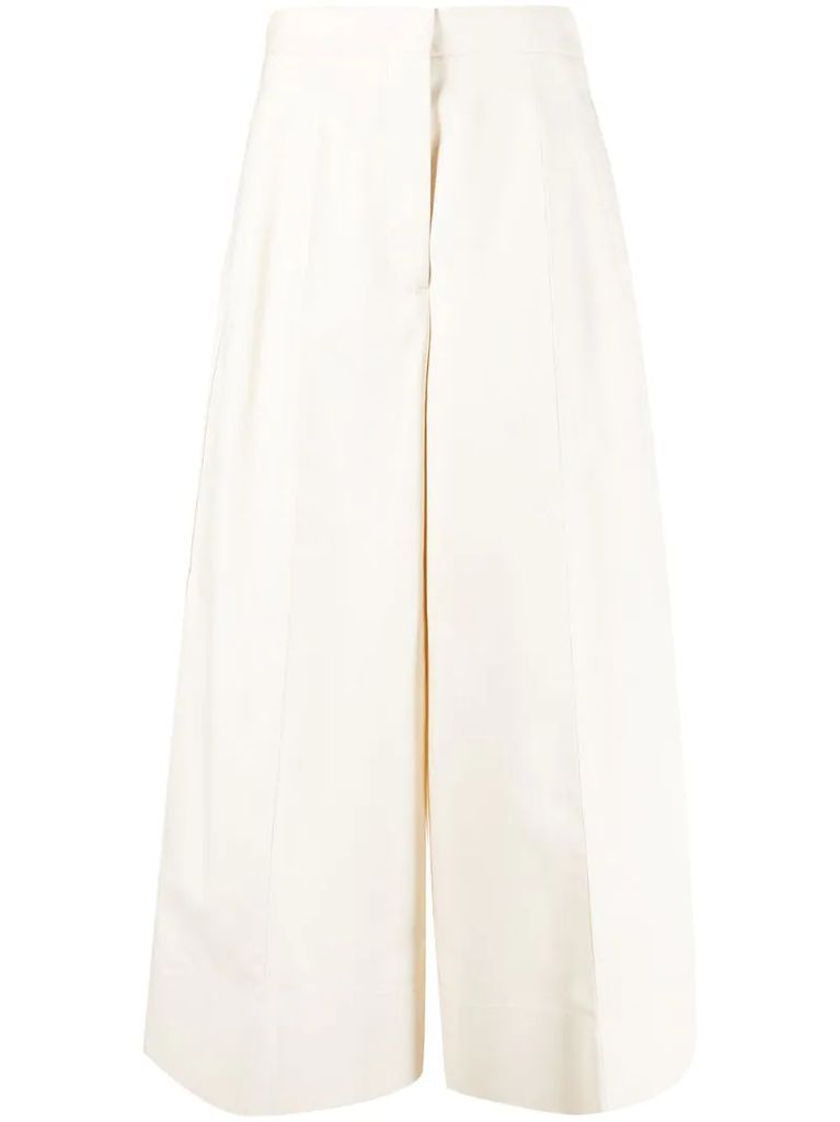 wide-leg tailored cropped trousers
