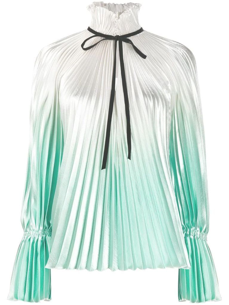 pleated high-neck blouse
