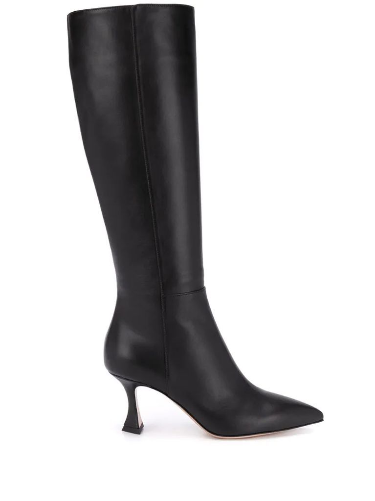 pointed knee-high leather boots
