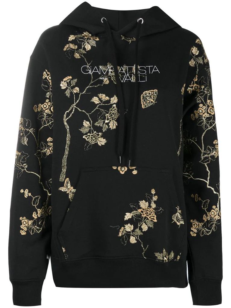 embroidered floral hoodie