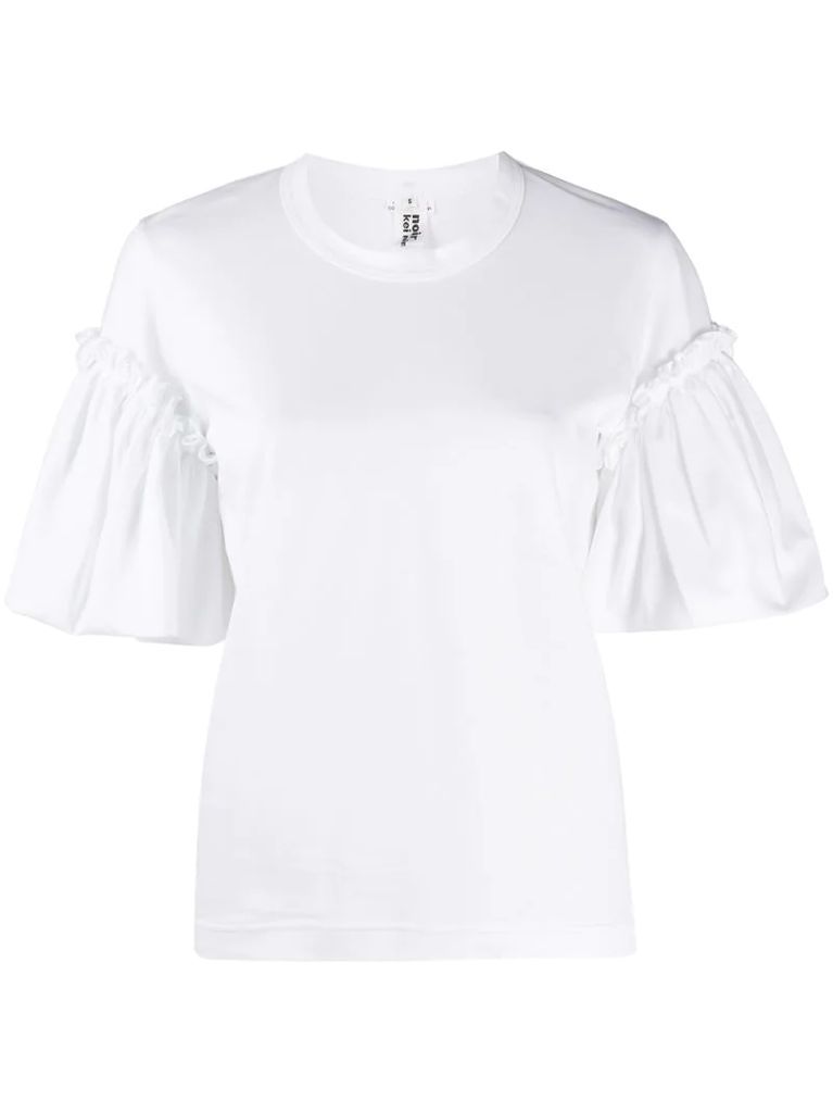 ruffle-sleeve cotton T-shirt