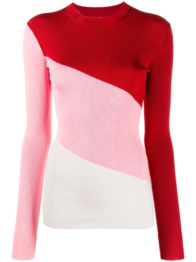 colour-block ribbed top