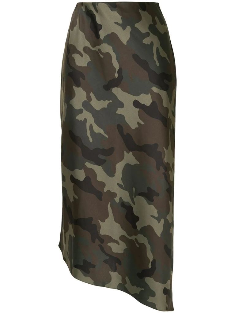 camouflage asymmetric skirt