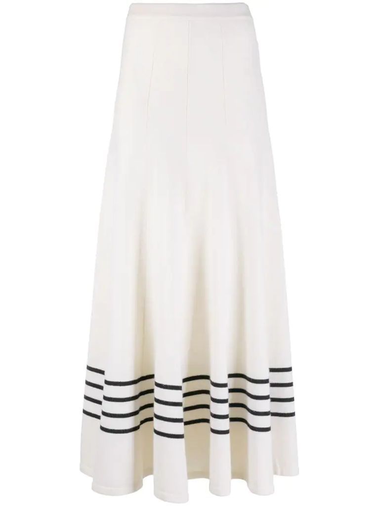 2010s knitted striped-detailing long skirt