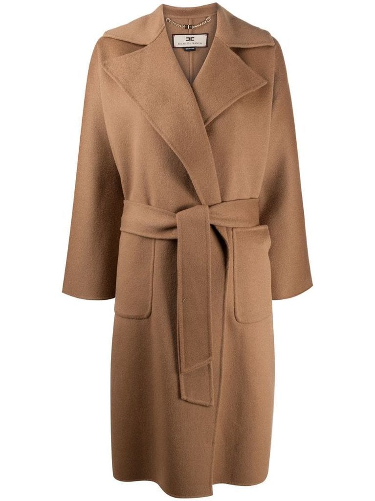belted wrap-style coat