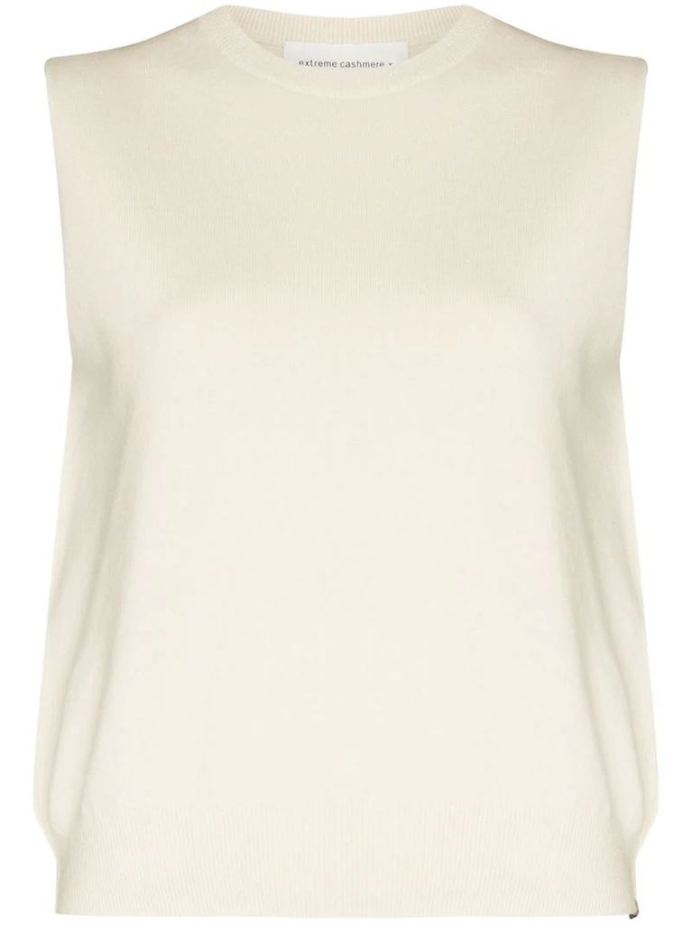 crew-neck knitted tank top