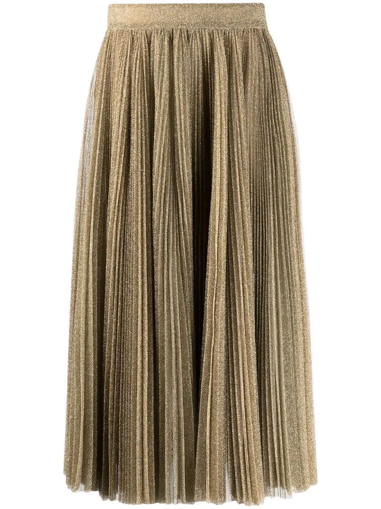 glitter pleated midi skirt