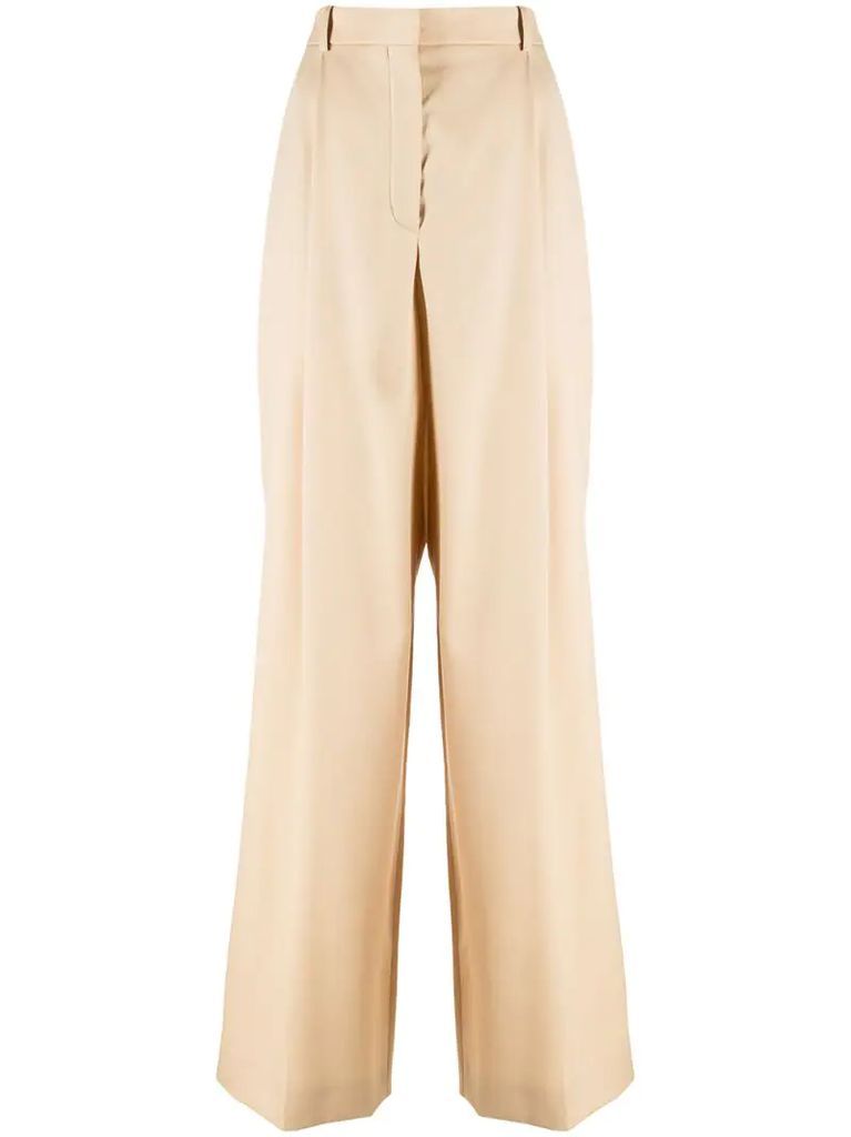 high-waisted palazzo trousers