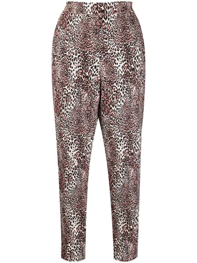 leopard-print cropped trousers