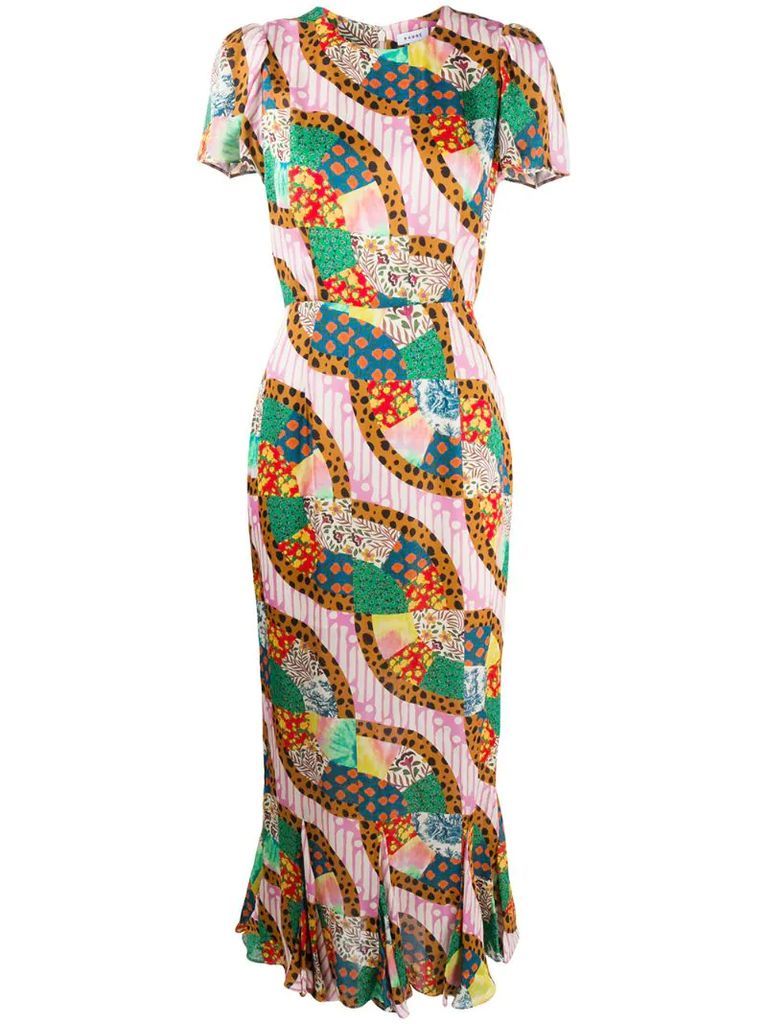 contrast tropical print dress