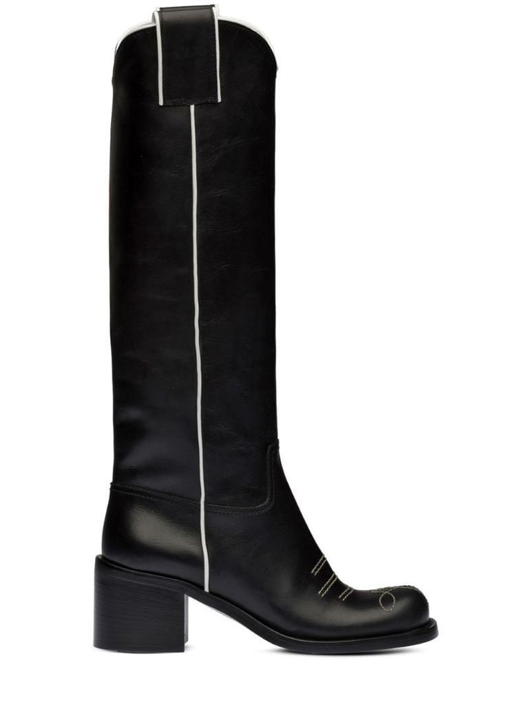 pull-tab knee-high boots