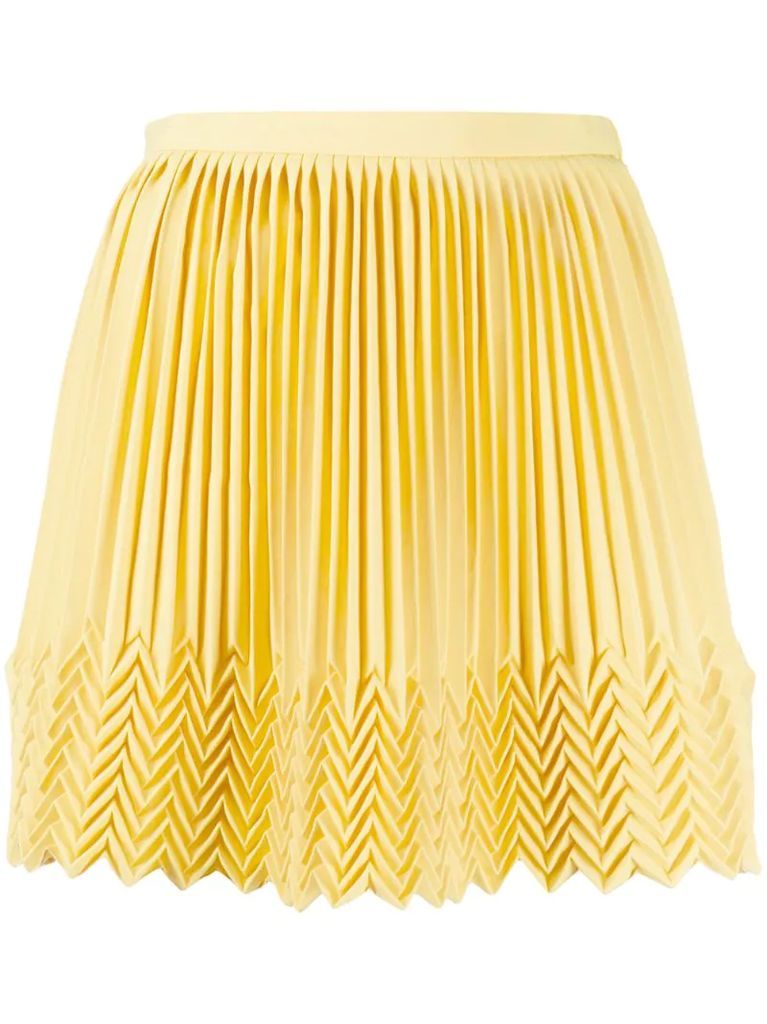 zigzag hem pleated skirt