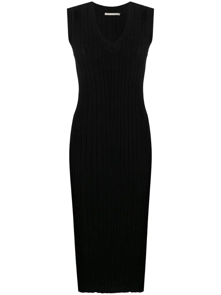 ribbed back cut-out detail dress