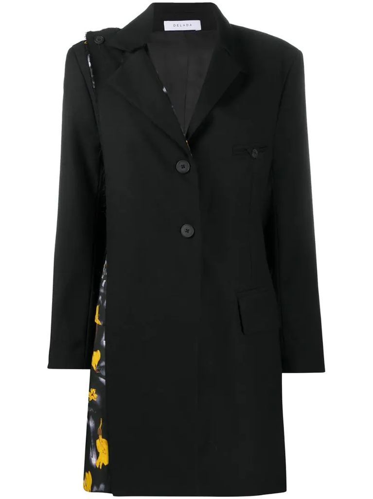 contrast-panel single breasted coat