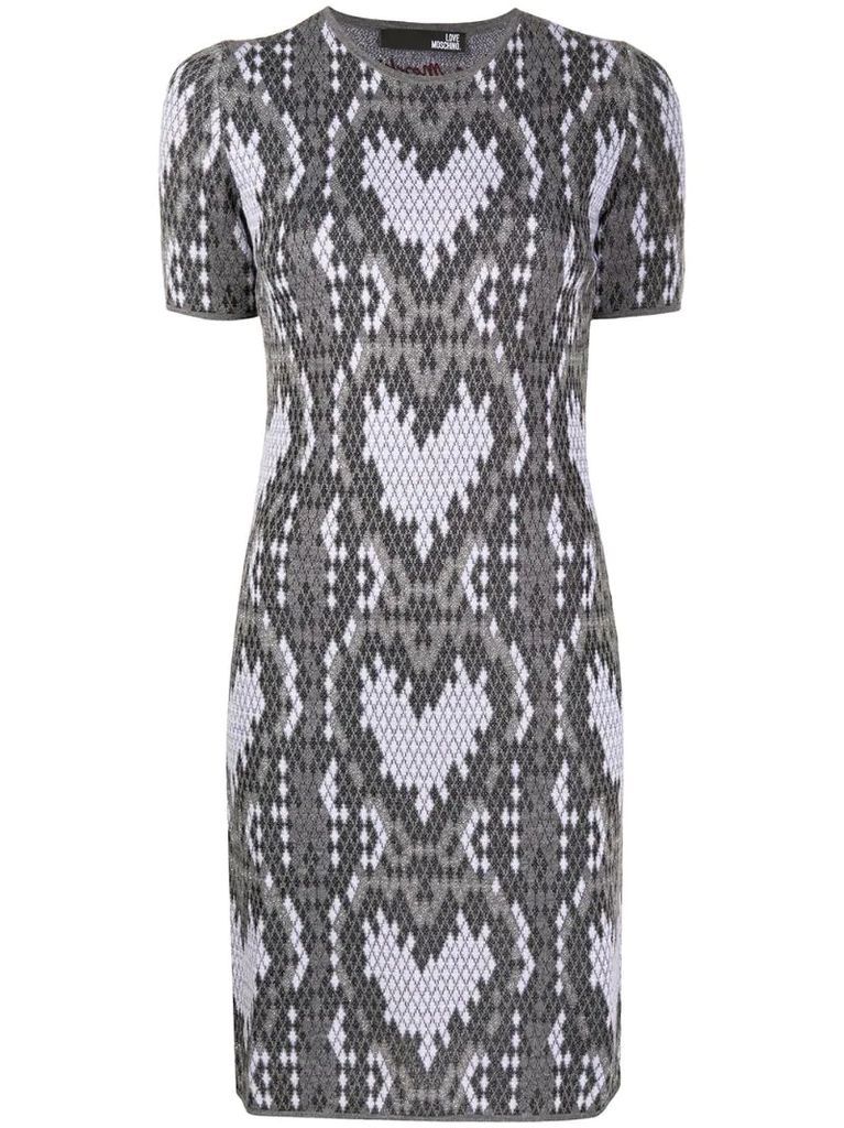 heart print fitted dress