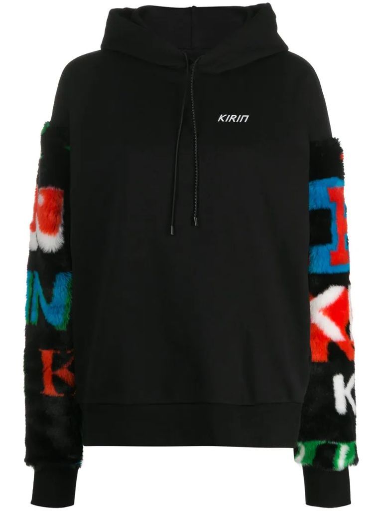 graphic print sleeve hoodie