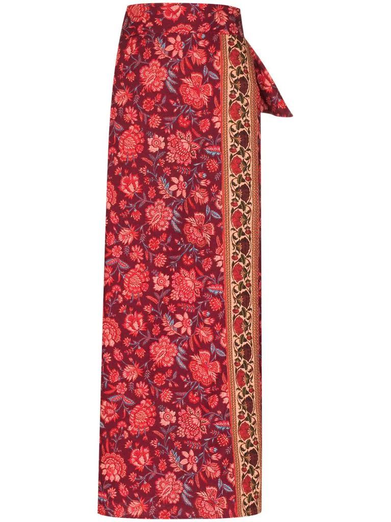 Petra floral-print wrap skirt