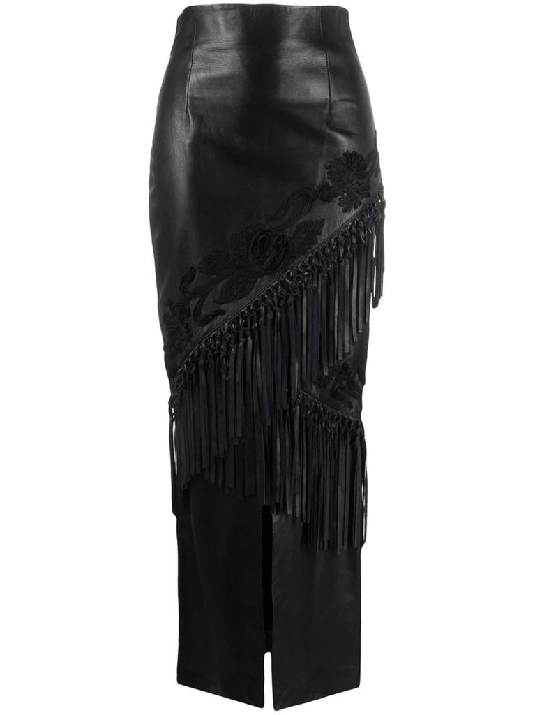 1990s fringed leather skirt