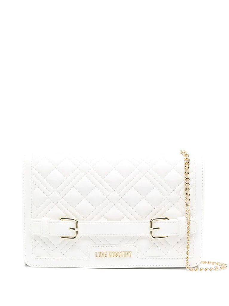 quilted buckle detail clutch bag
