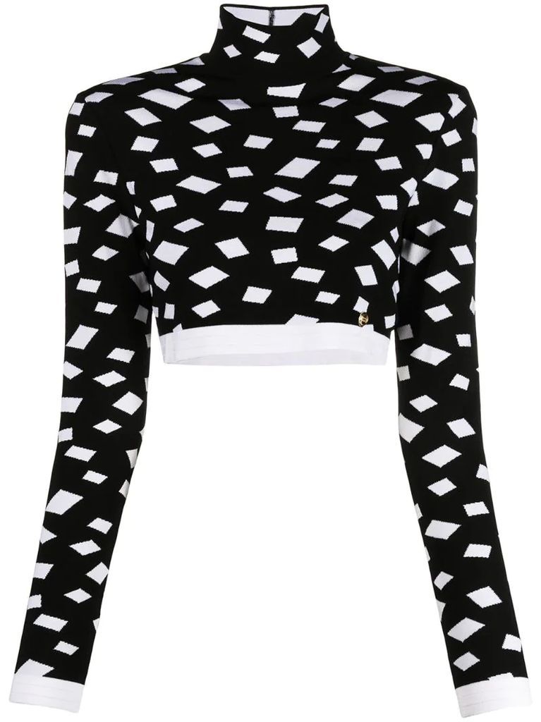 geometric-print knitted jumper