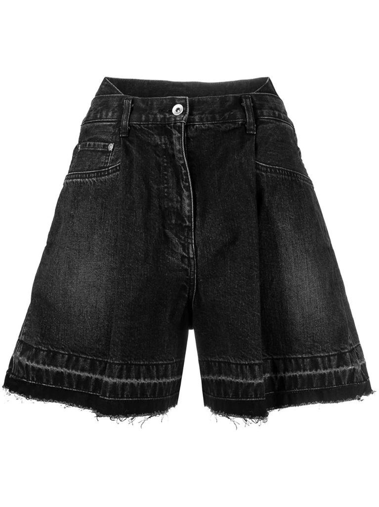 high-waisted A-line denim shorts