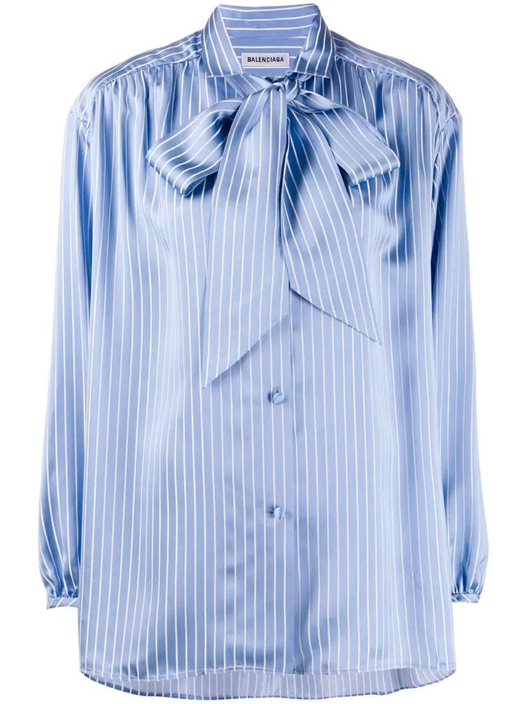 striped pussy bow blouse