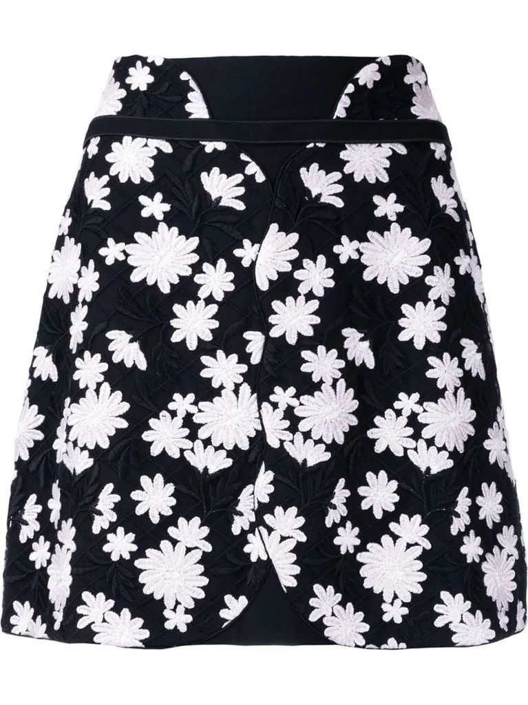 floral embroidered mini skirt