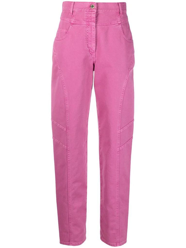 high-rise straight-leg trousers