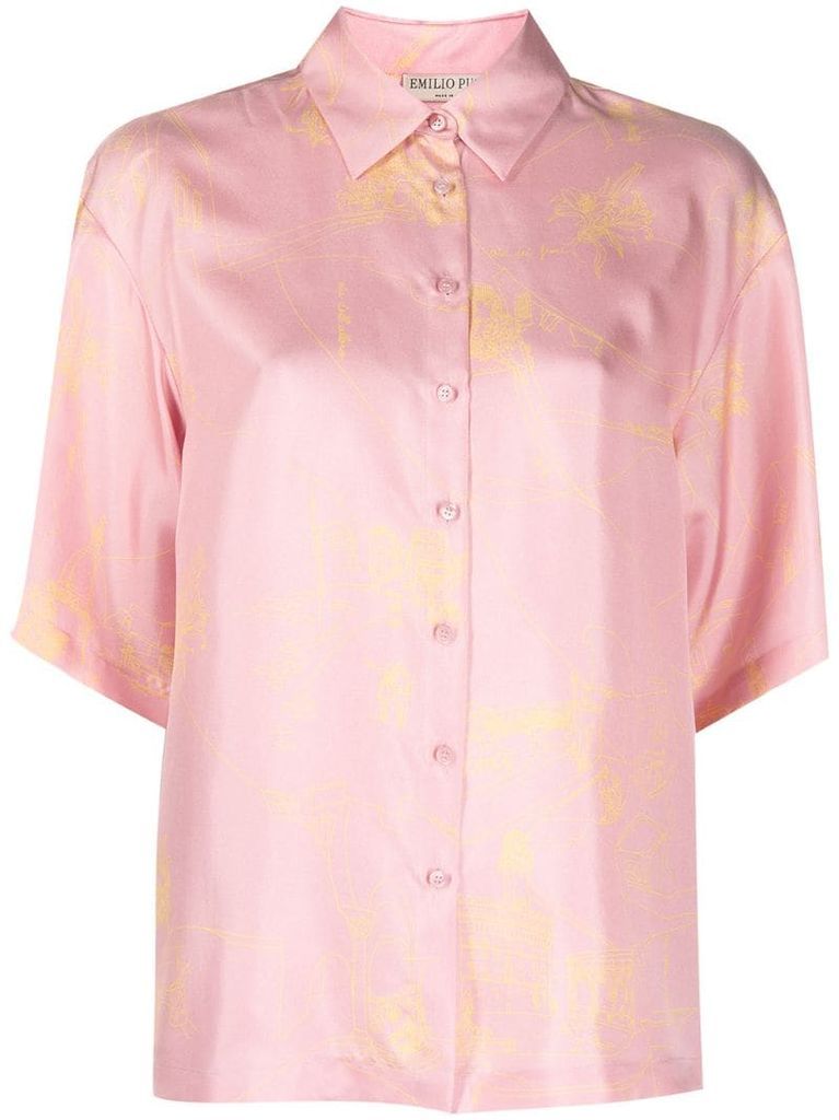 Scorci Fiorentini-print silk shirt