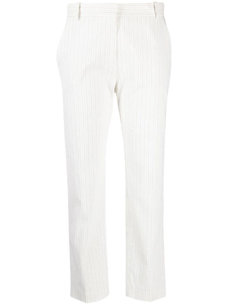 striped linen-blend trousers