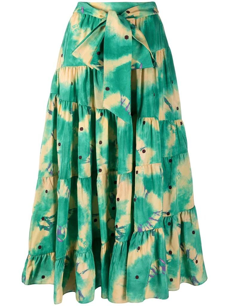 Umbra tie-dye print silk skirt