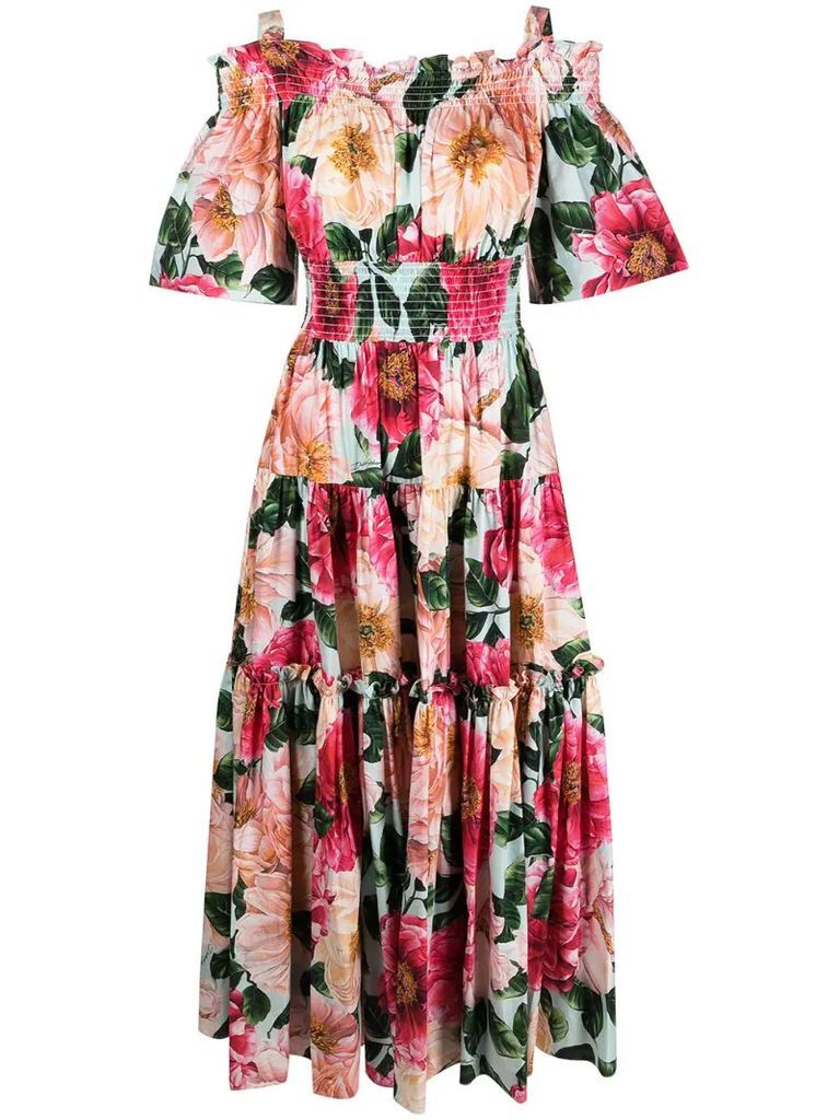 floral-print tiered-design dress