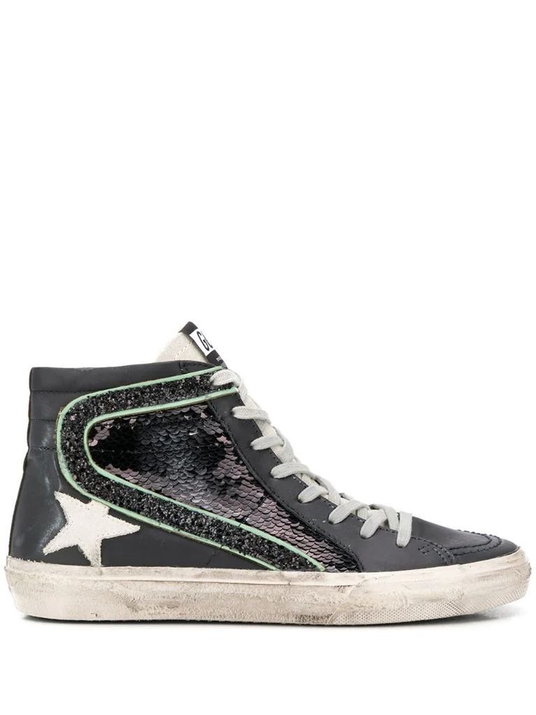 Ice Star sequinned high-top sneakers
