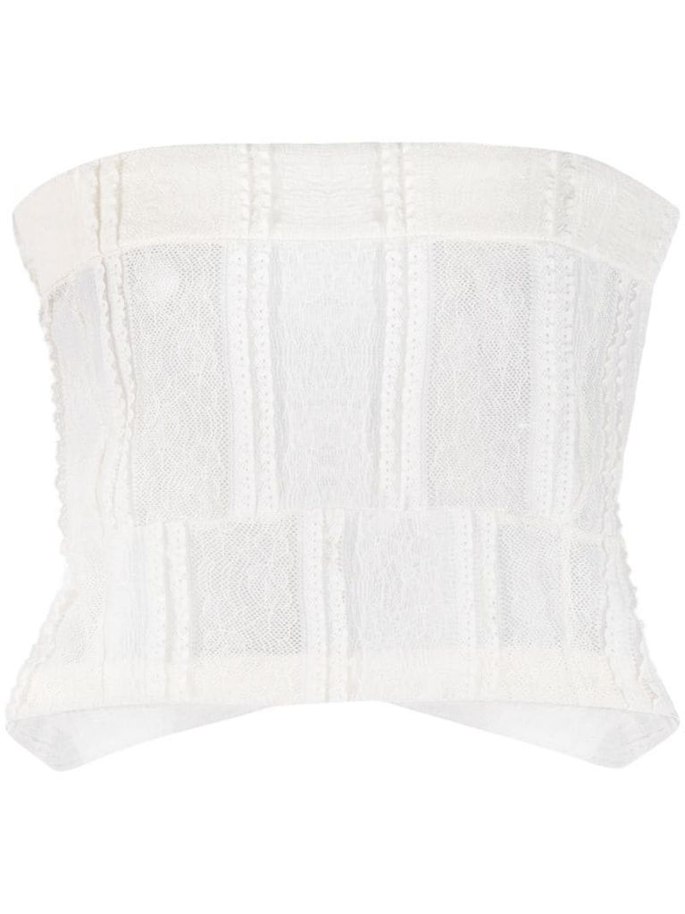 lace panelled strapless top