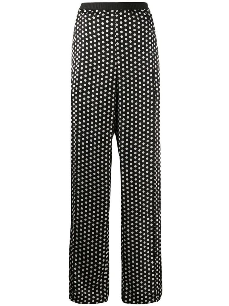 polka dot print wide-leg trousers