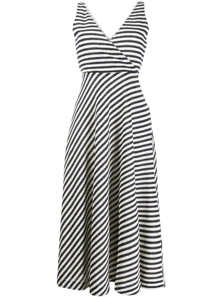 striped print wrap dress