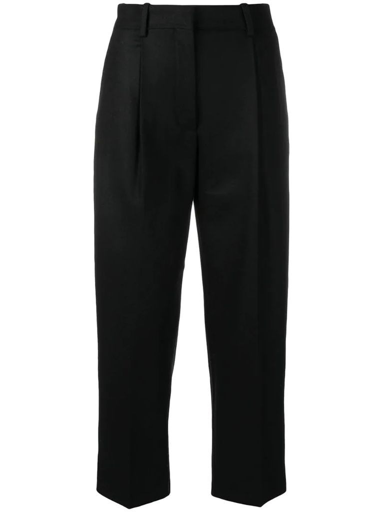 flannel pleated trousers