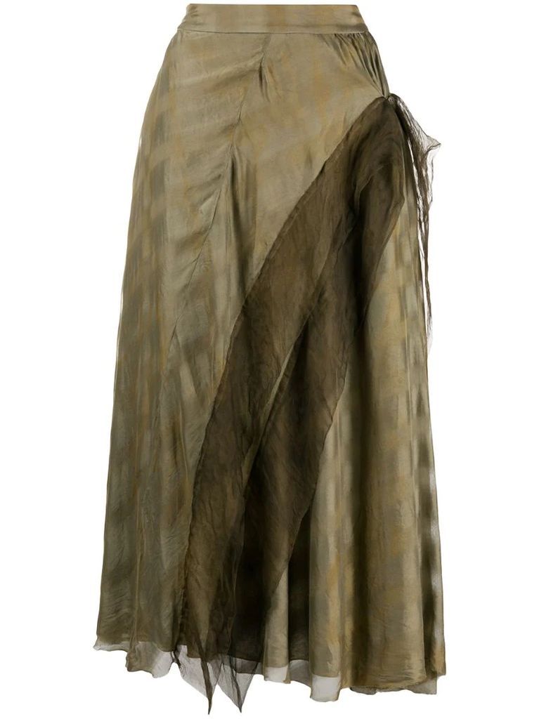 silk ruffle asymmetric skirt