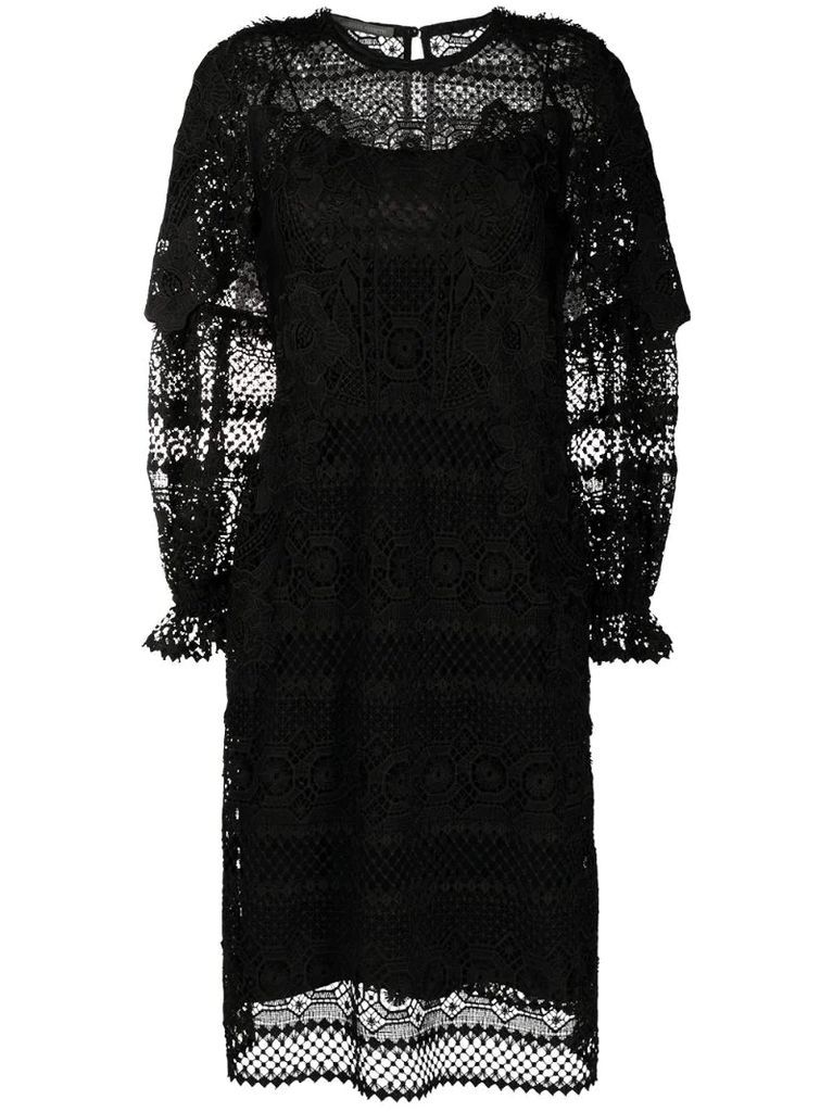 embroidered long-sleeved dress