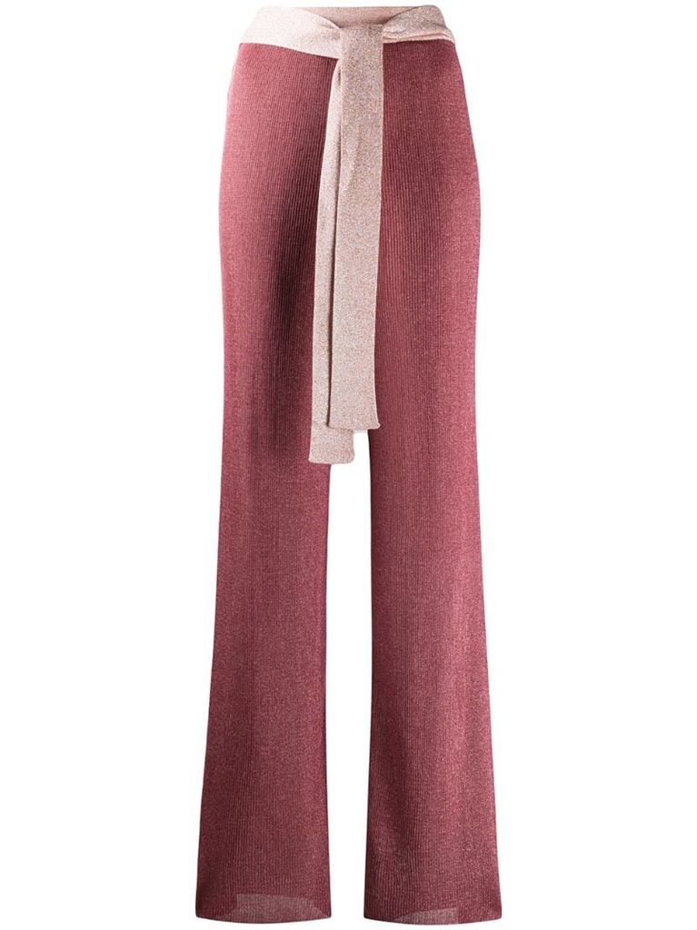 tie-fastening knitted trousers