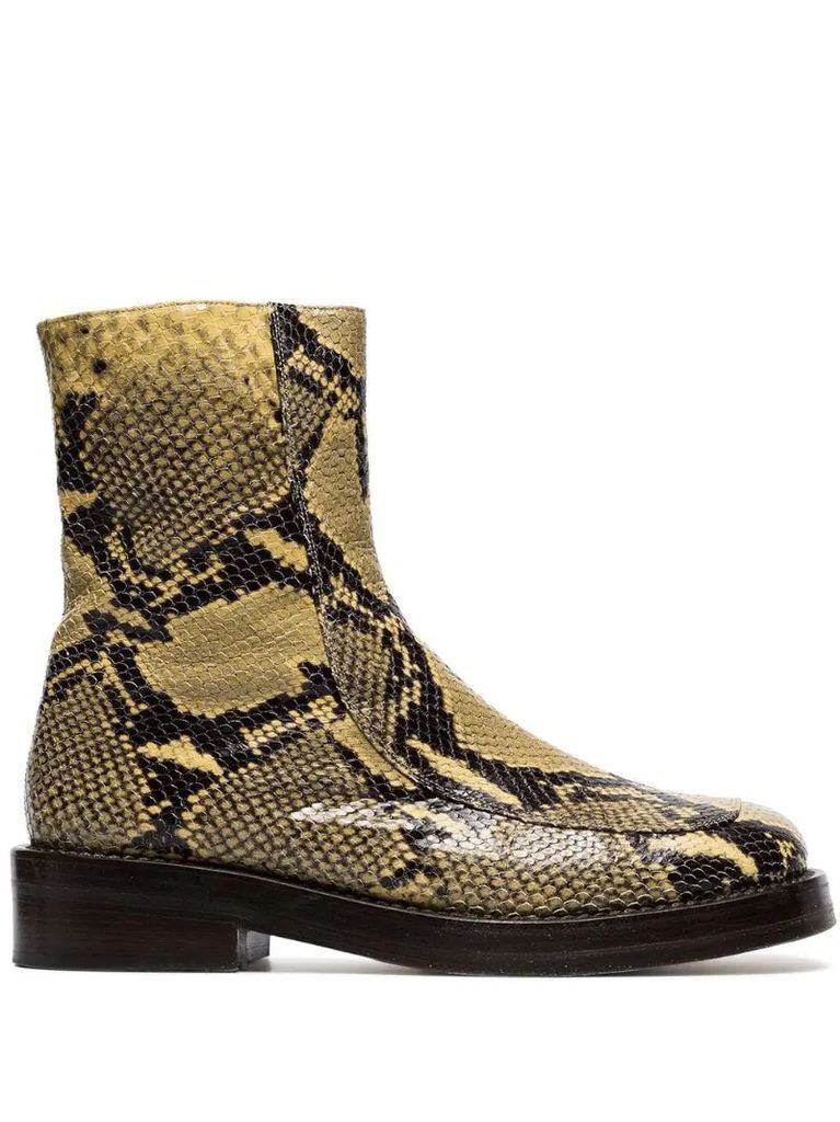 snakeskin embossed boots