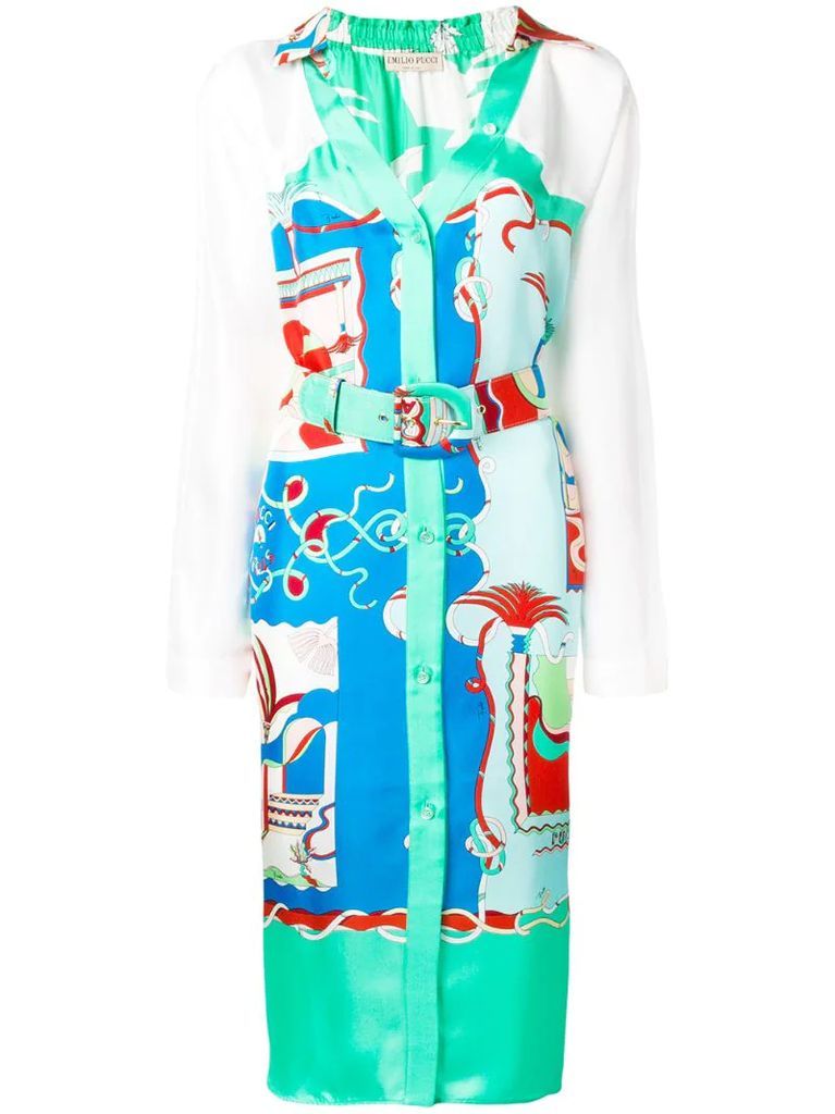 La Villa print belted dress